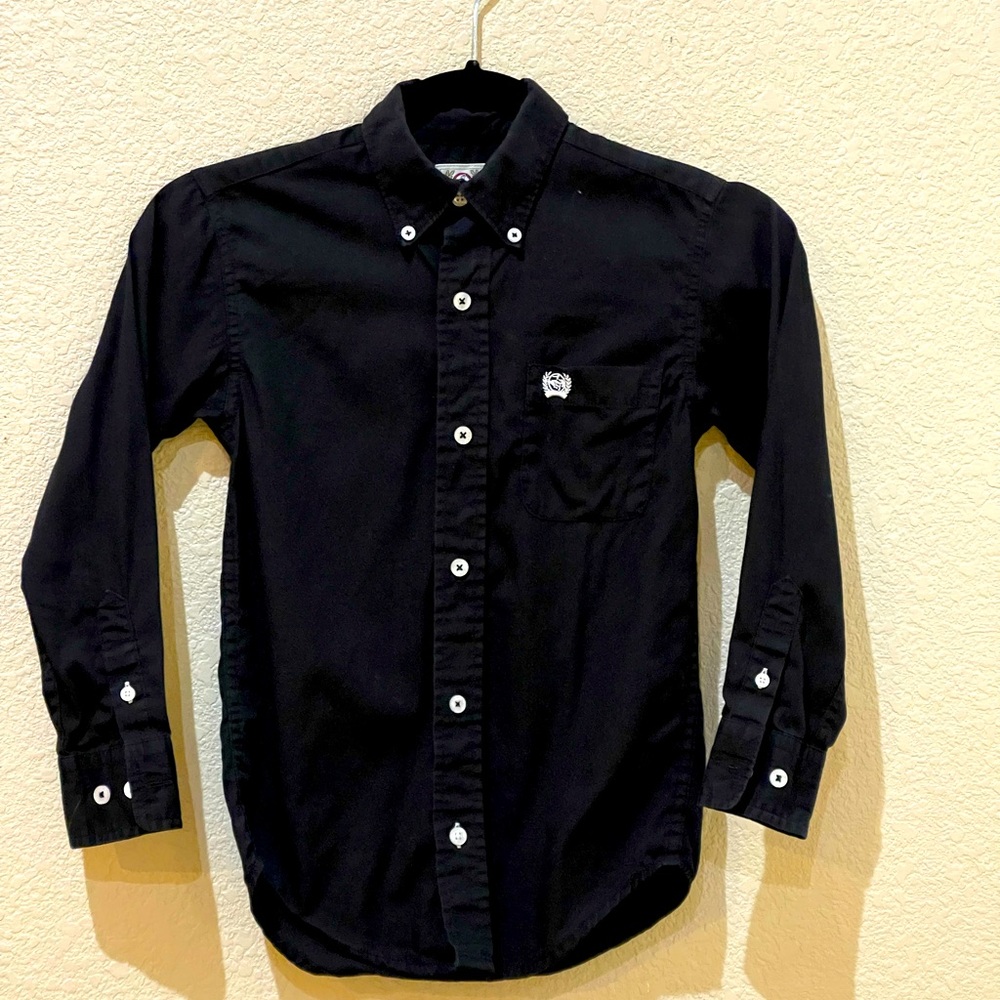 Cinch Children's Black Solid Long Sleeve Button Up Shirt